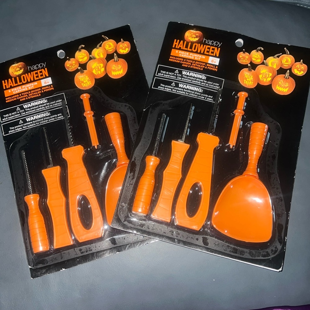 Set of Happy Halloween Pumpkin Carving Kits